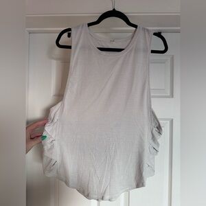 Lululemon Var-City Criss Cross Side Tank Light Gray Top Shirt Sleeveless Stripe